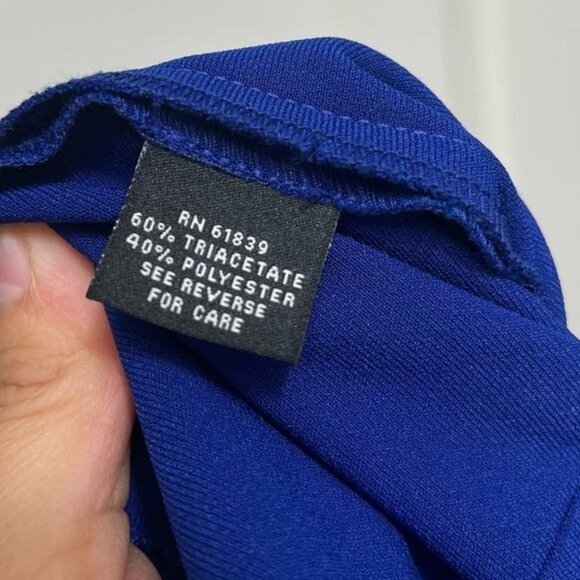 Teri Jon by Rickie Freeman Cold Shoulder Sheath Dress in Royal Blue Size 2 - Picture 10 of 12